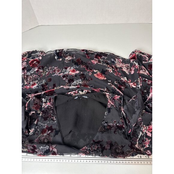 White House Black Market Cold Shoulder Floral Size 8 Velvet Burnout Whimisgoth - Picture 7 of 10